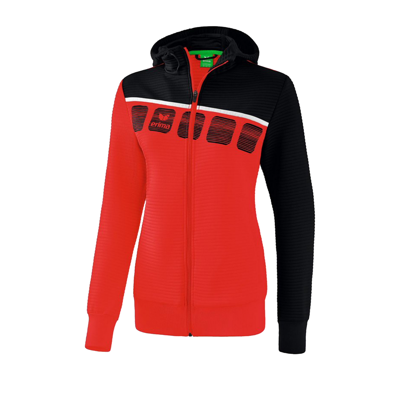 Erima 5-C Trainingsjacke Kapuze Damen Rot Schwarz