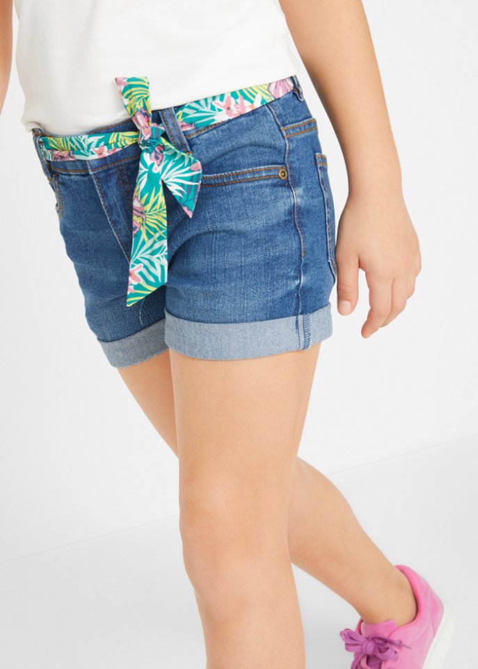 Mädchen Jeans-Shorts mit Gürtel