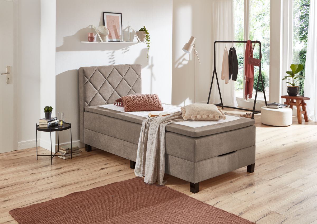 Sun Garden Boxspringbett Jeff mit Bettkasten Beige 100 x 200 cm