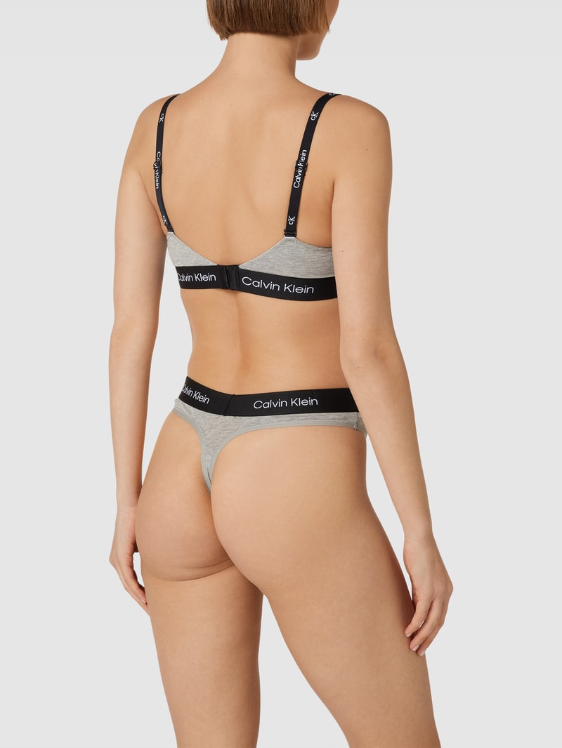 Bralette mit elastischem Logo-Bund in hellgrau meliert