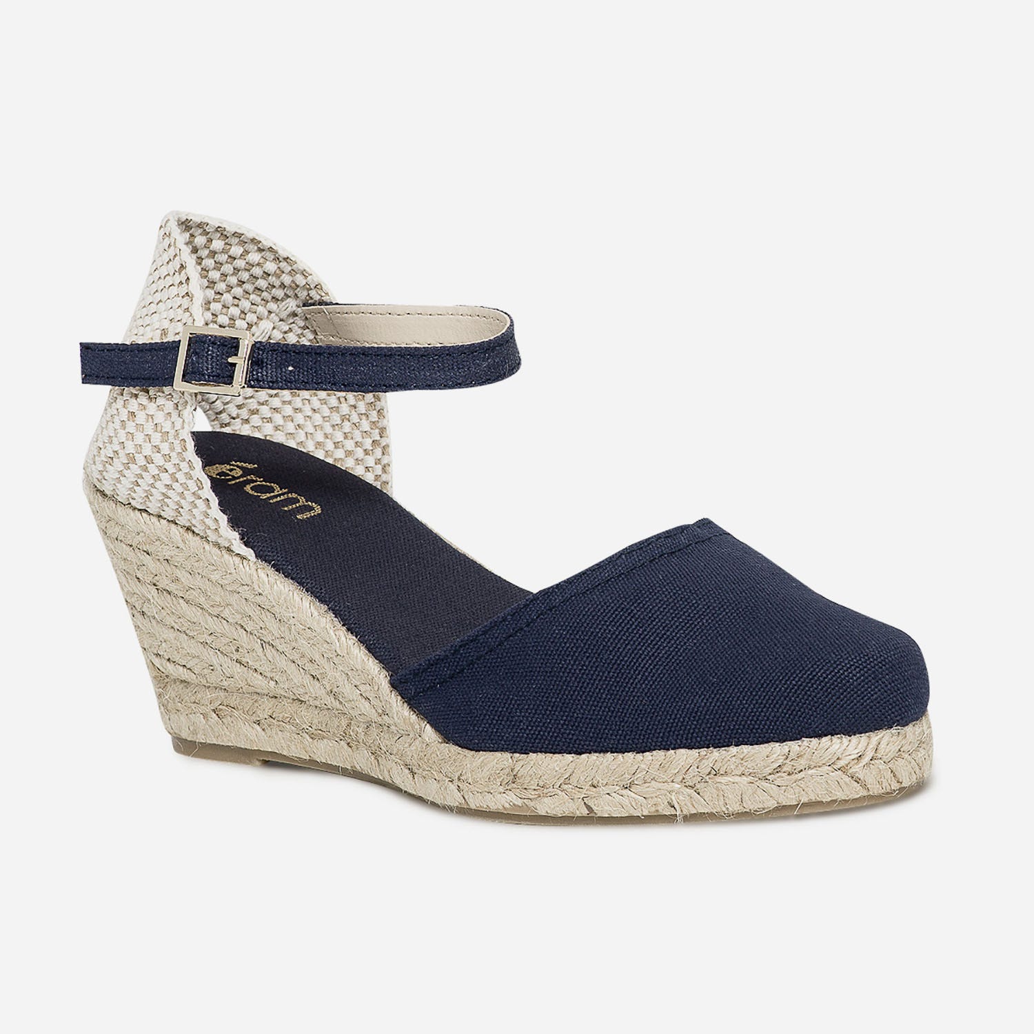 Espadrille compensée bleu marine en toile