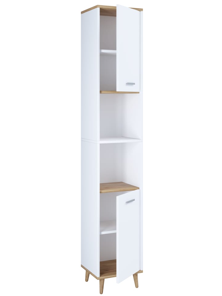 VCM  Holz Badmöbel Bad Hochschrank Badschrank Landos in Weiß / Honig-Eiche günstig kaufen onesize