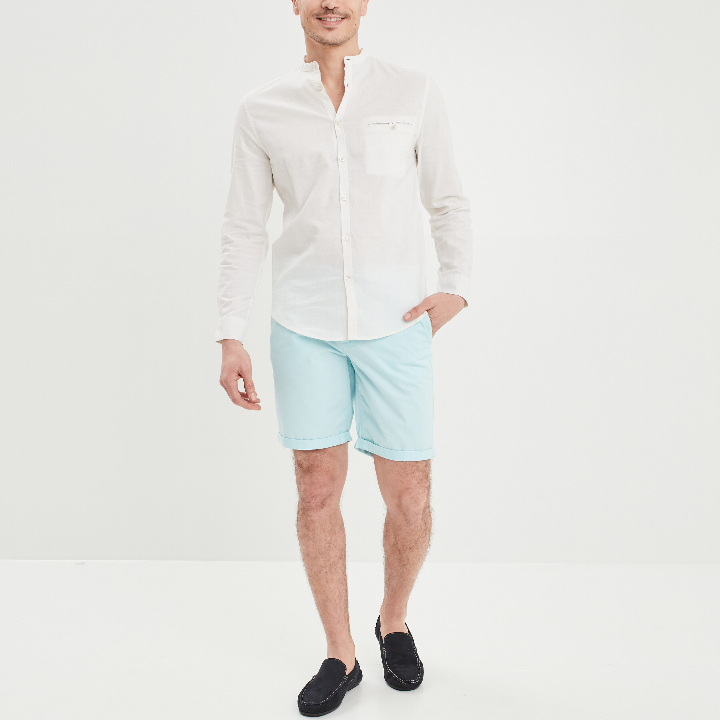 Bermuda chino regular bleu turquoise homme | La Halle