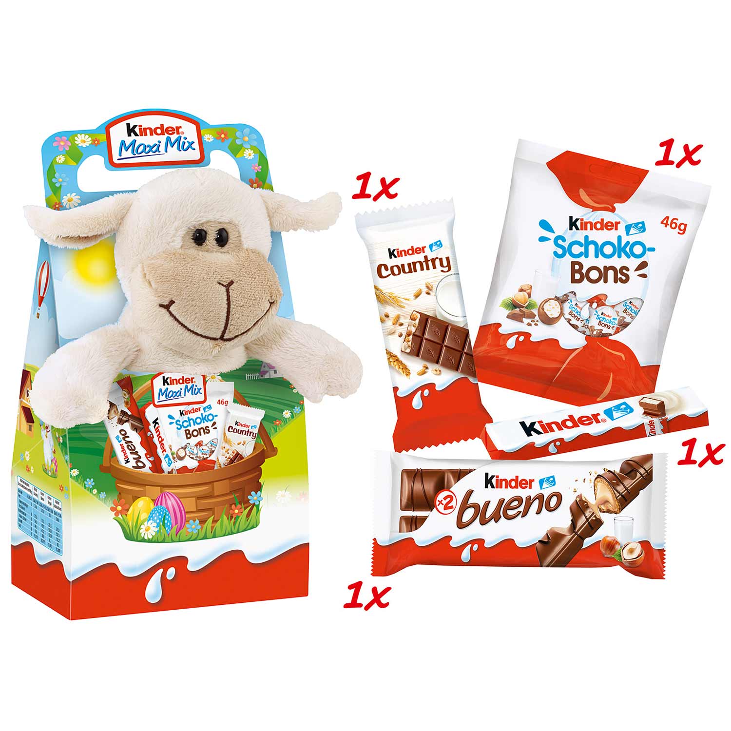 kinder Maxi Mix Plüschtier 'Lola Lamm' 133g