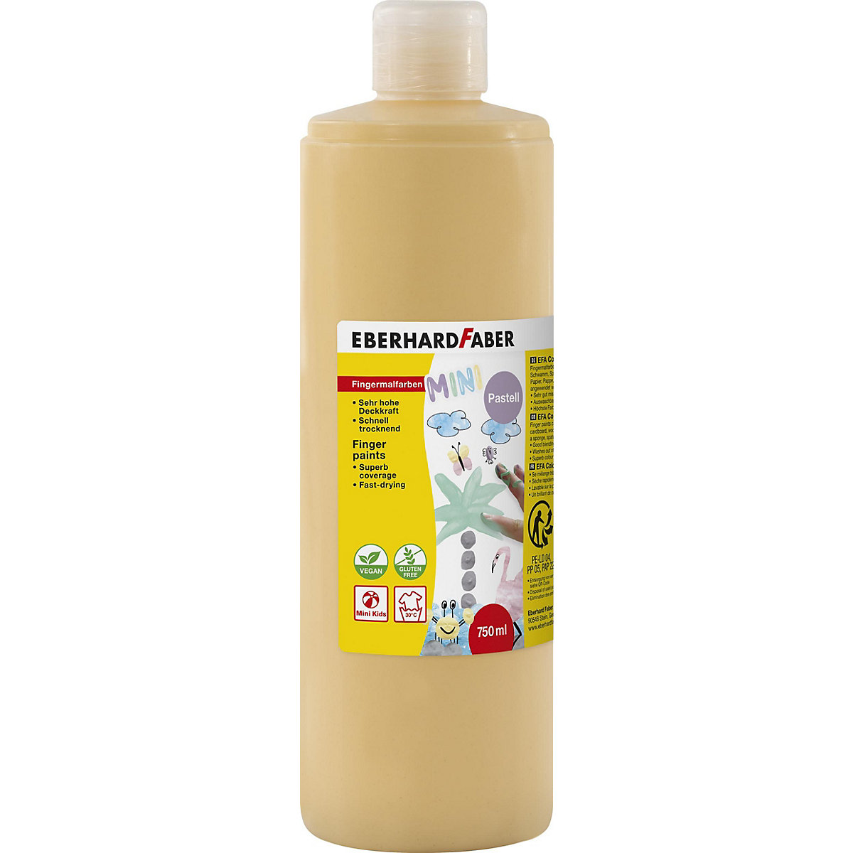 Fingerfarben 750 ml pastell, 6er Set