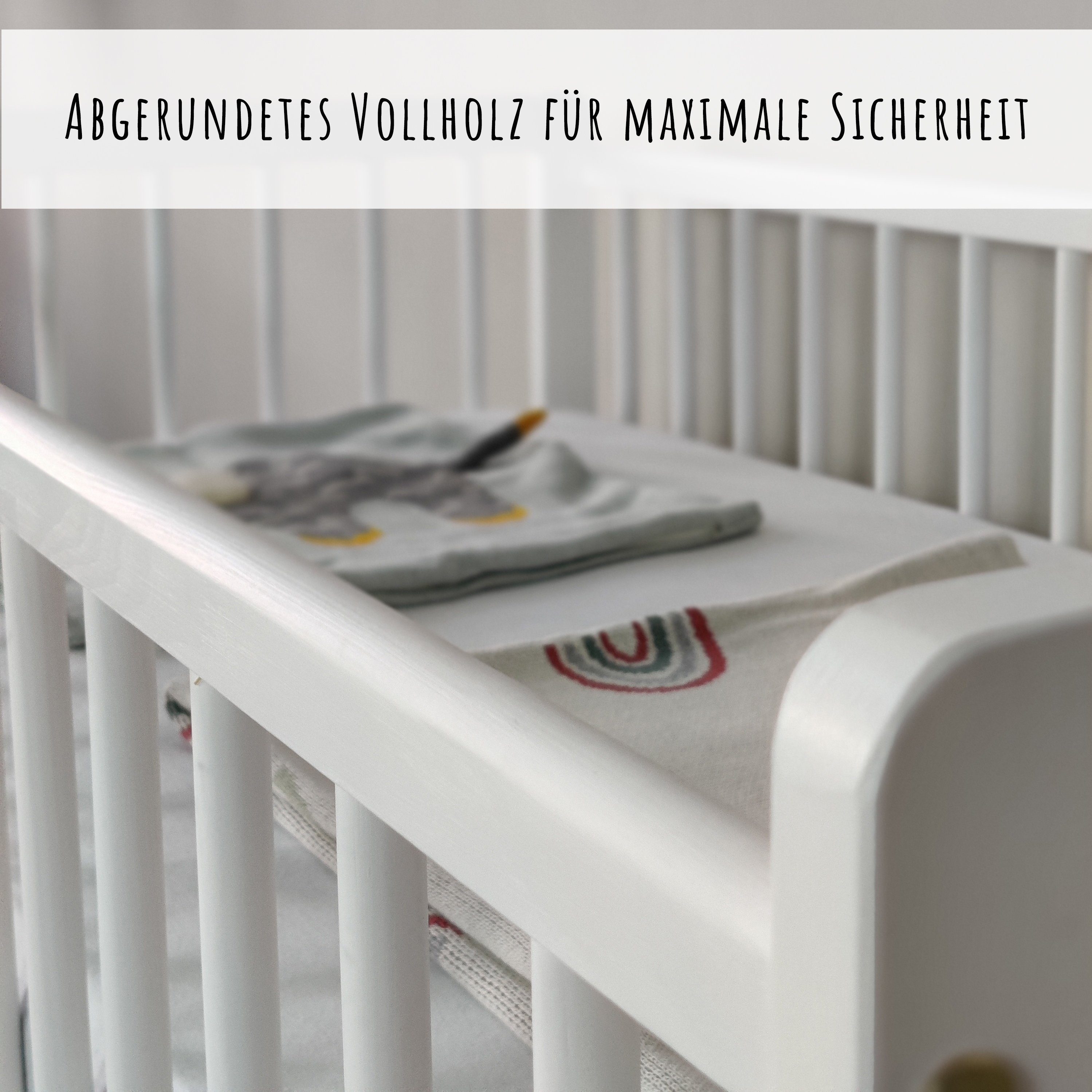 Kids Collective Komplettbett Babybett Komplett-Set 60x120 Gitterbett mit Himmel & Nest, Massivholz, mit Deko Set, optional mit Schublade und Matratze