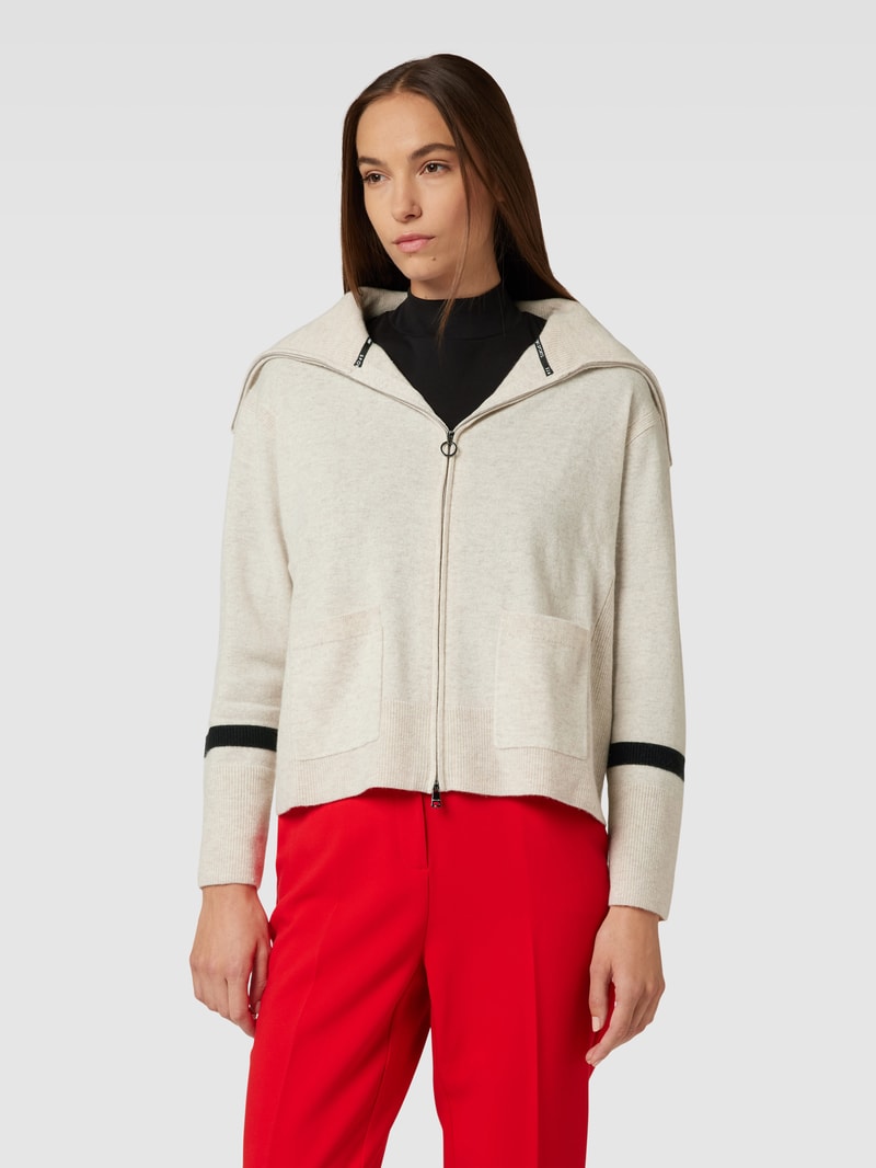 Strickjacke mit Statement-Print in beige meliert