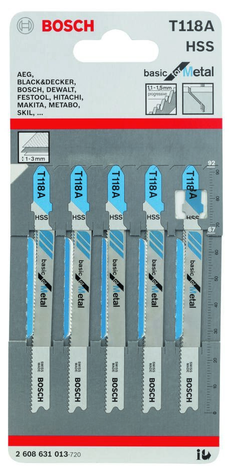 Bosch plavi pribor 2608631013 T118A Listovi ubodne pile T - prihvat 5 komada metal