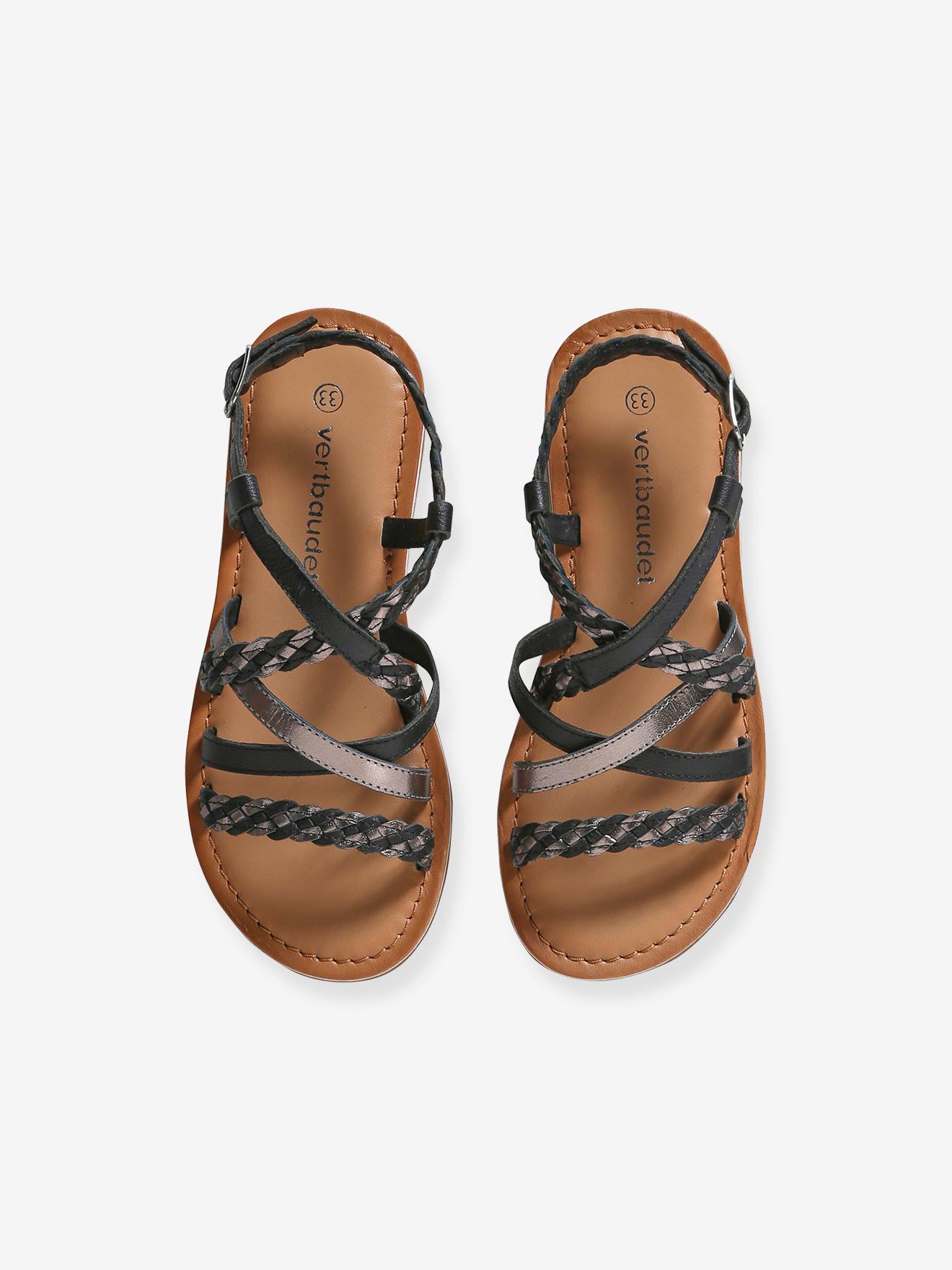 Vertbaudet Kinder Sandalen mit überkreuzten Riemchen - set schwarz