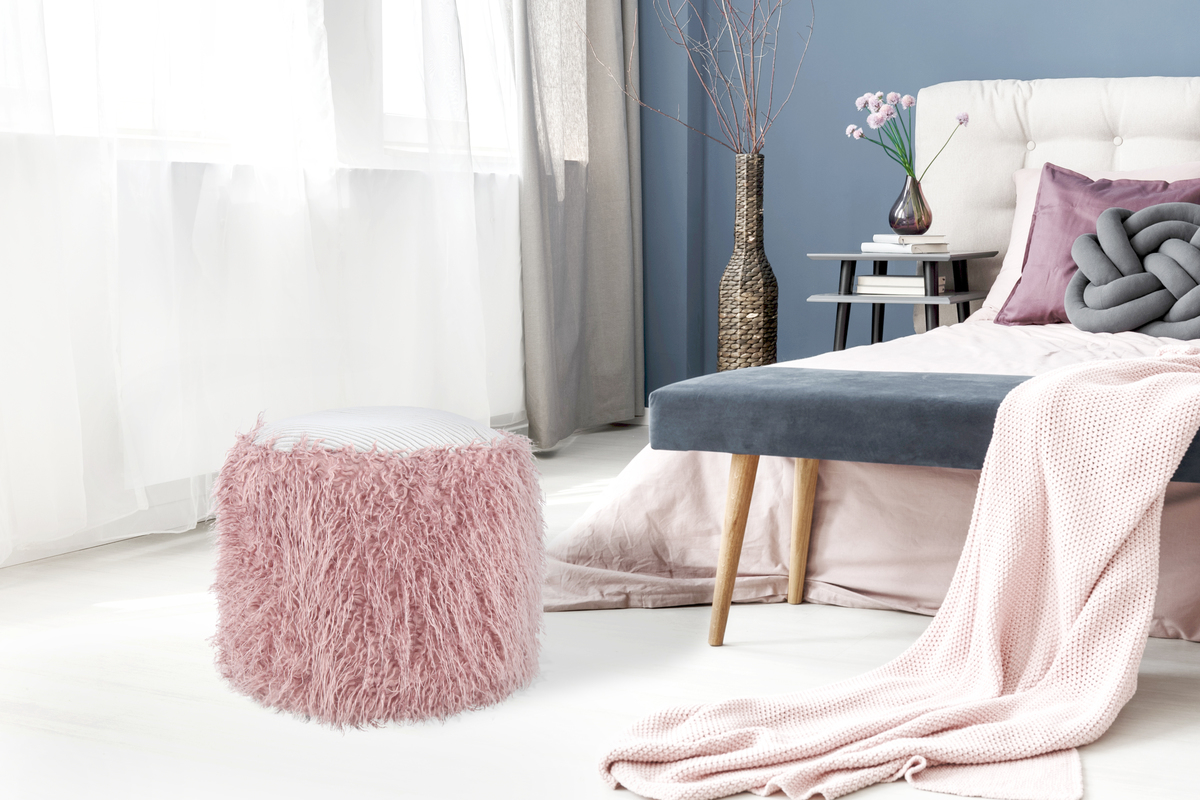 Kayoom Fellpouf Bobtail 125 Rosa / Grau