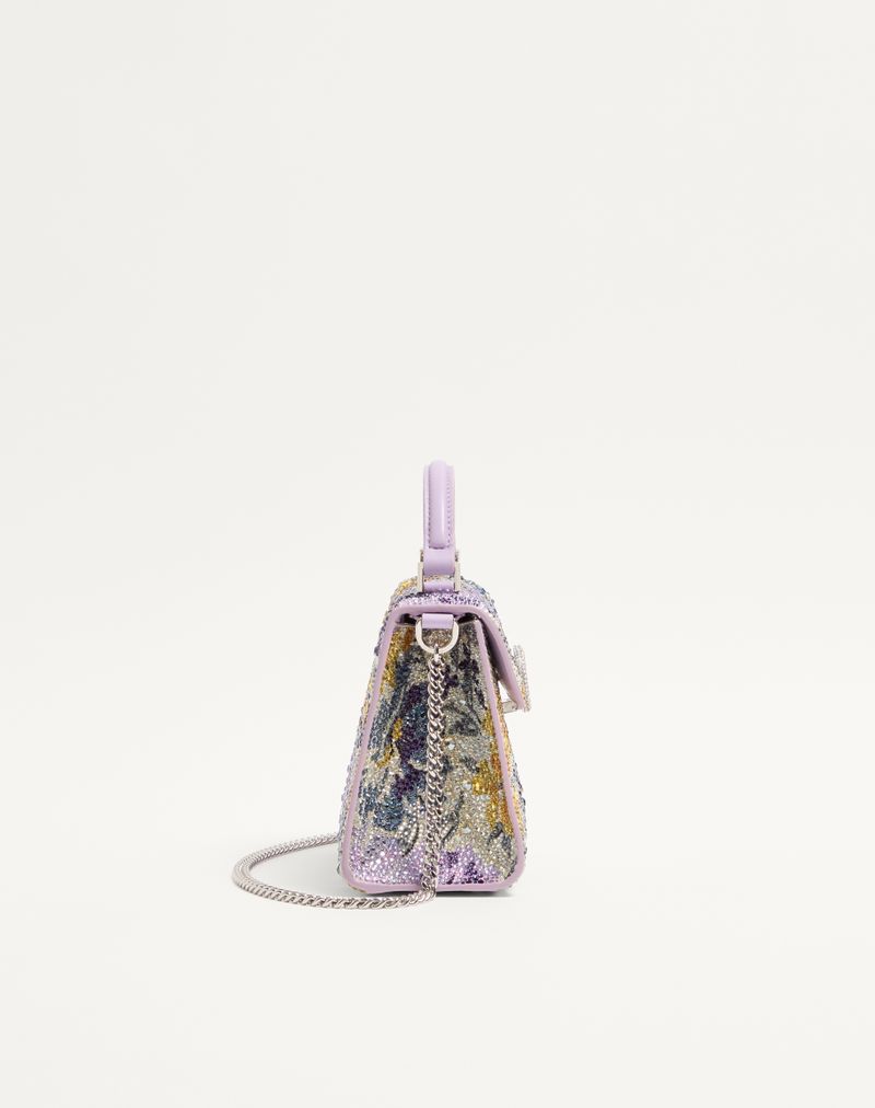 Valentino Garavani Vsling mini-håndtaske med blomstermotiv af rhinsten og juvellogo