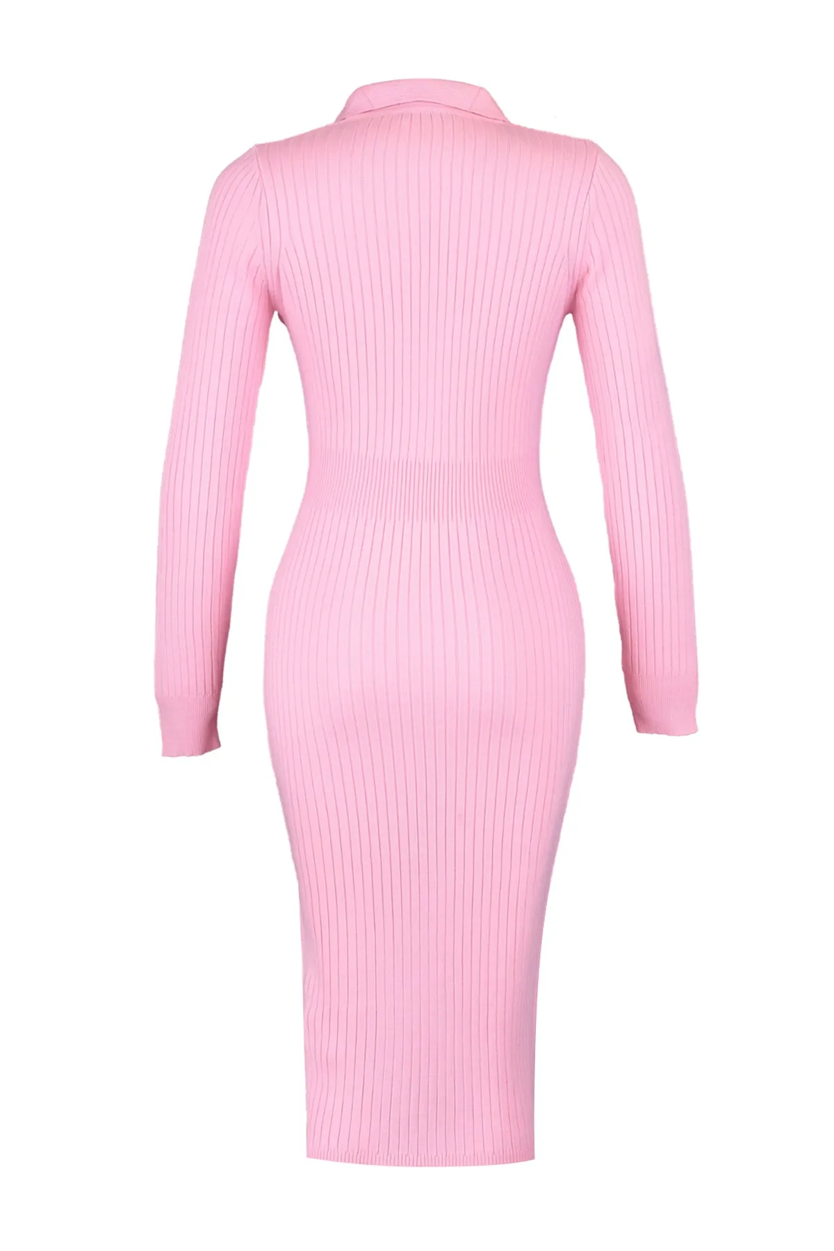 Trendyol Collection  Rosa Midi-Strickkleid mit Rollkragen TWOAW22EL1376