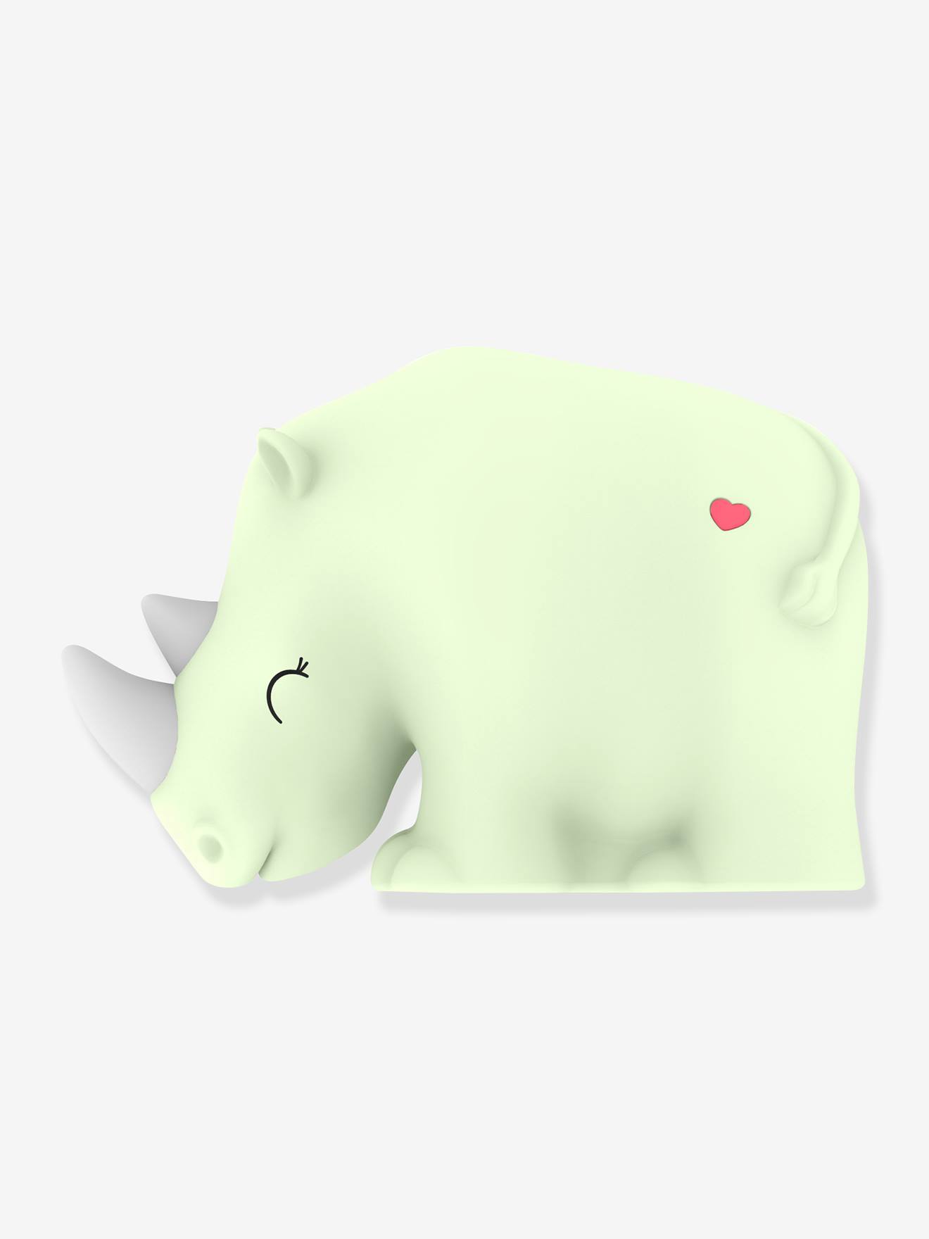 Softes Kinderzimmer Akku-Nachtlicht Nashorn ROCKY DHINK - grün