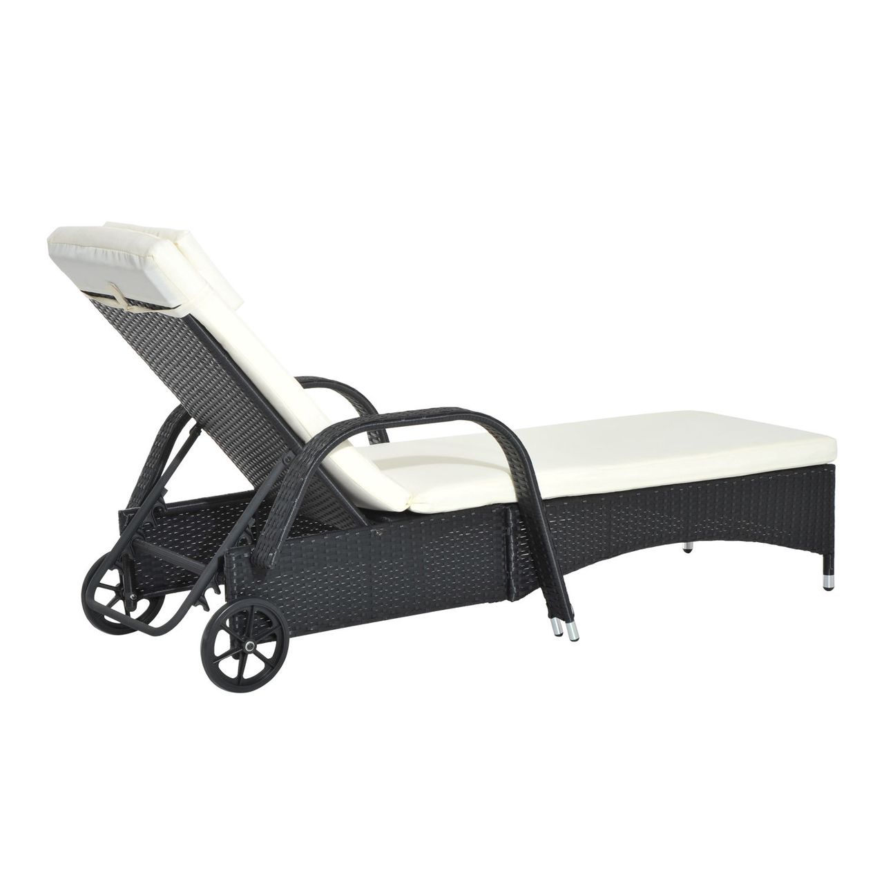 Outsunny Mobile Gartenliege Sonnenliege Rattanliege Gartenmöbel Schwarz