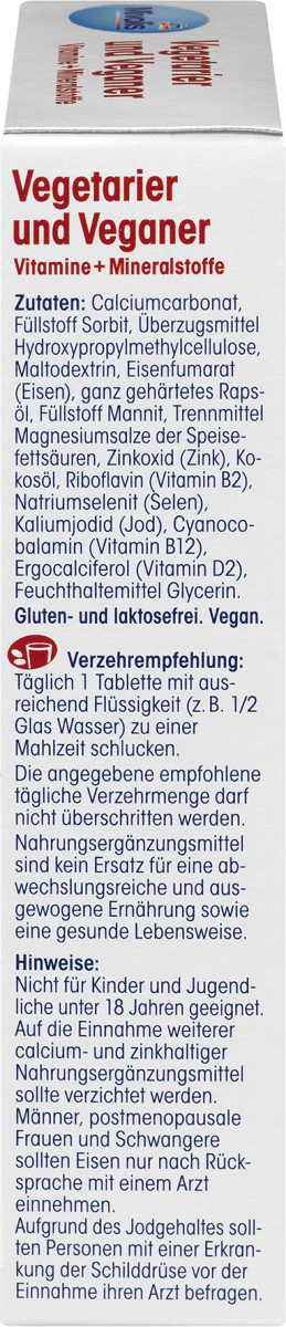 Vegetarier und Veganer Vitamine + Mineralstoffe, Tabletten 30 St., 46 g