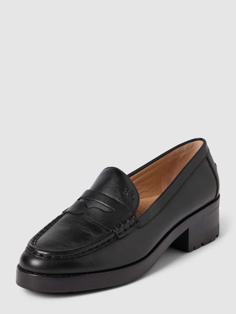 Penny-Loafer aus Leder mit Label-Detail Modell 'WREN' in schwarz