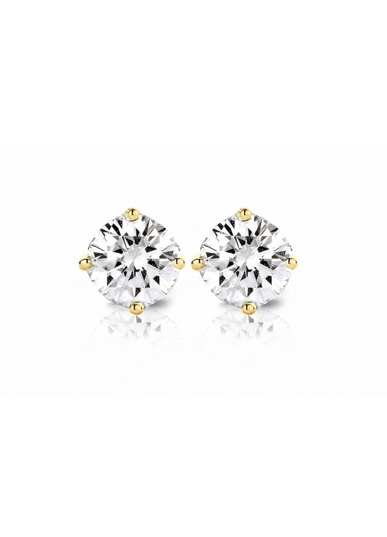 Diamond Point Yellow gold solitaire lab-grown diamond stud earrings, 0.60 ct. 0.60 ct diamond Lab-grown diamond