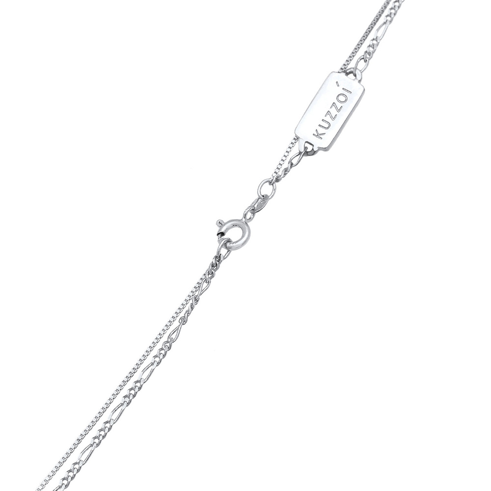 KUZZOI KUZZOI Collier Pendentif Figaro à plaque vénitienne en argent sterling 925 pour h collier