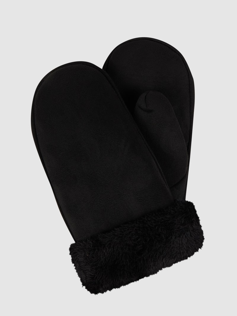 Fäußtlinge in Shearling-Optik in schwarz