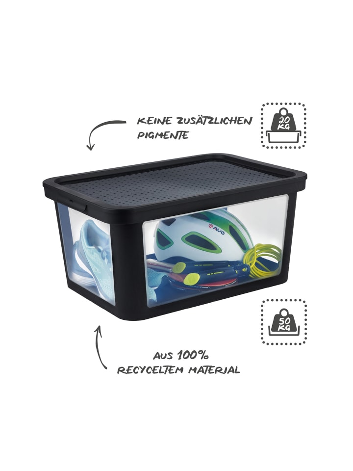 Rotho Albris Aufbewahrungsbox 45l mit Deckel, Kunststoff (PP recycelt) in Schwarz günstig kaufen onesize