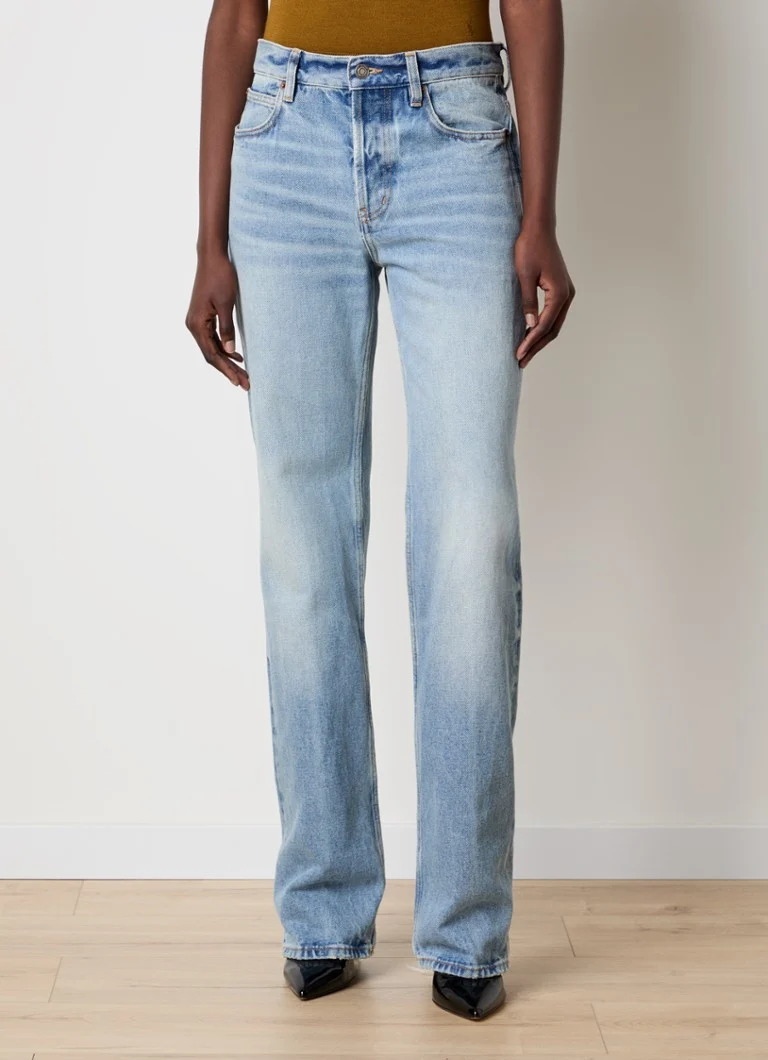 Saint Laurent  Nico high waist straight leg jeans met lichte wassing