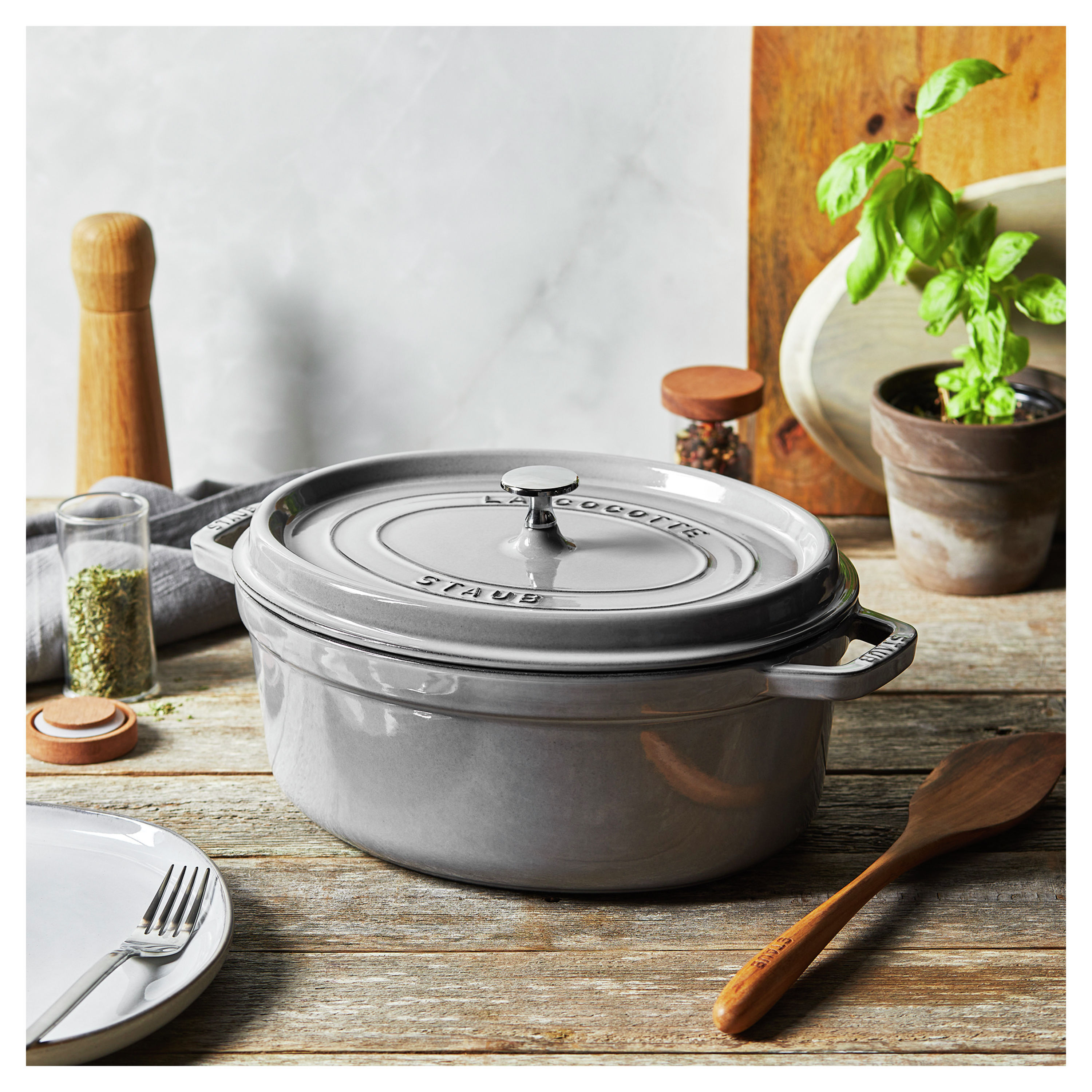 Cocotte 31 cm, oval, Graphit-Grau, Gusseisen