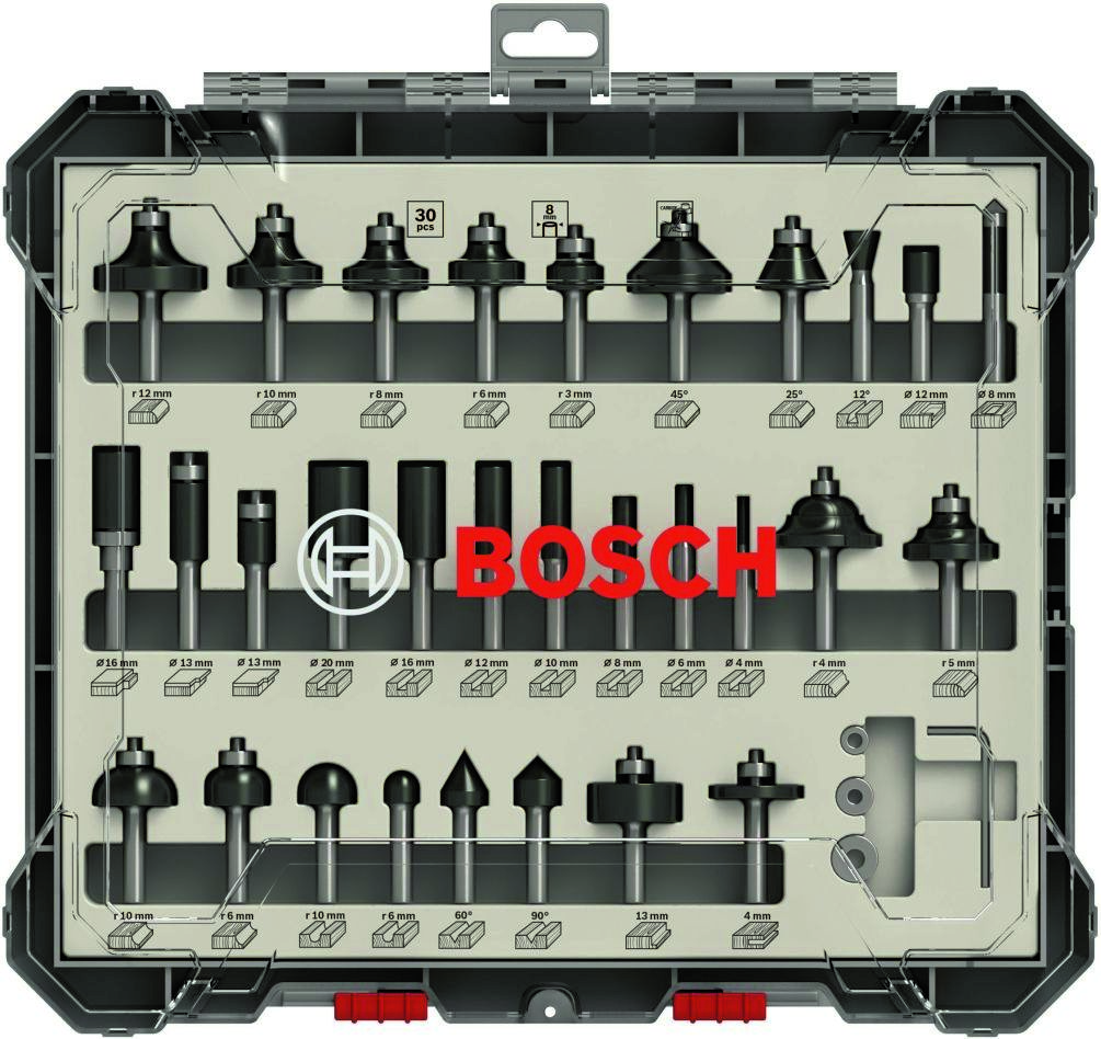Bosch Blue Accessories 2607017475 30-delars blandad frässats med 8 mm skaft