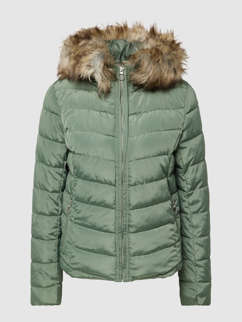 Steppjacke mit Kunstfellbesatz Modell 'ELLAN' in schilf