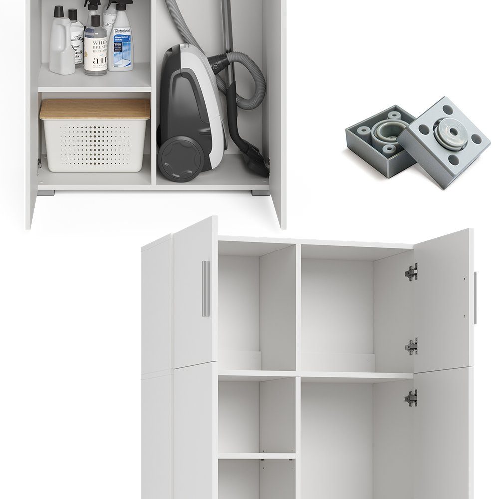 Vicco Mehrzweckschrank Universalschrank 2 Türen Aufsatzmodul INGO Weiß
