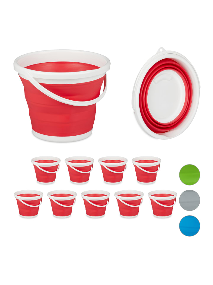 relaxdays 10x Falteimer in Rot - 10 l günstig kaufen onesize