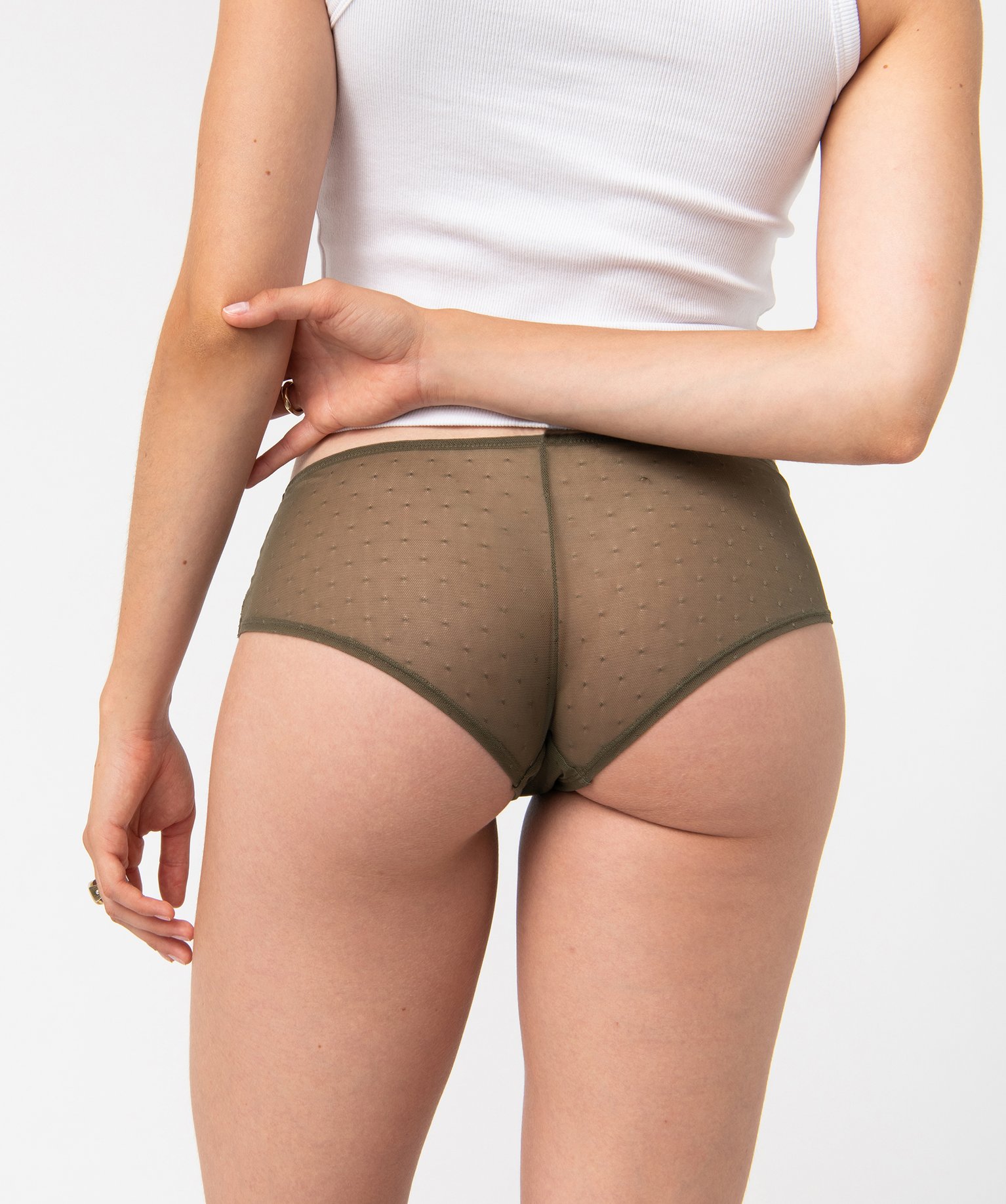 Shorty en dentelle et tulle femme (lot de 2) kaki | GEMO