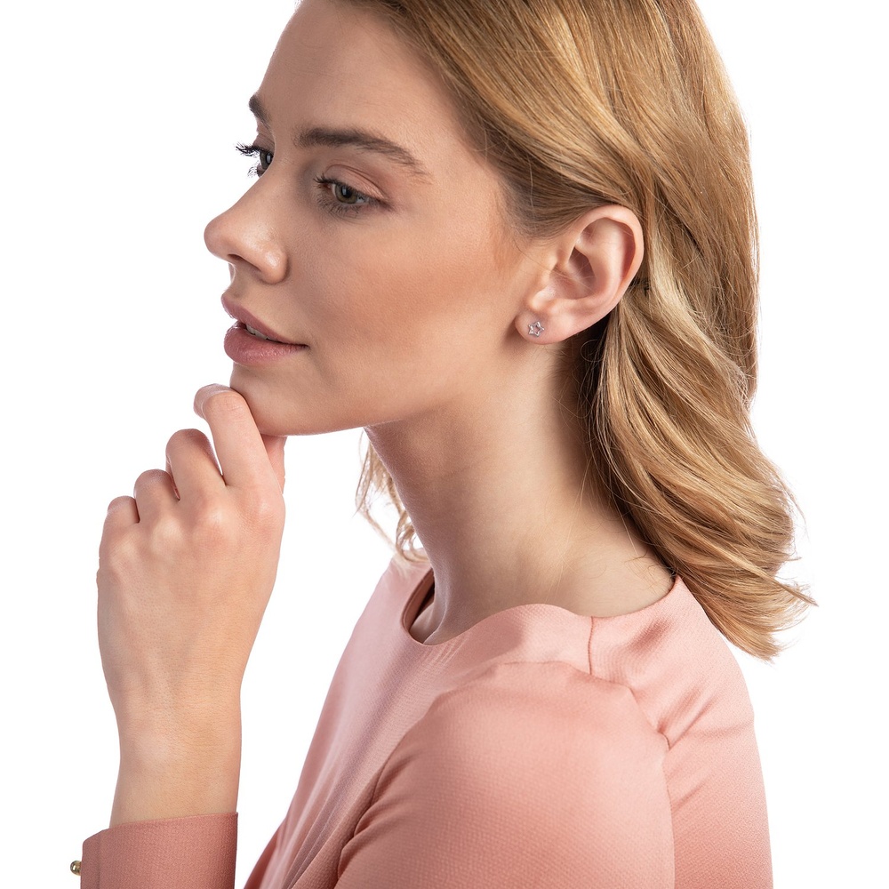 Valeria Boucles d'oreilles à fermoir à poussette 375 Or blanc Boucles d'oreilles