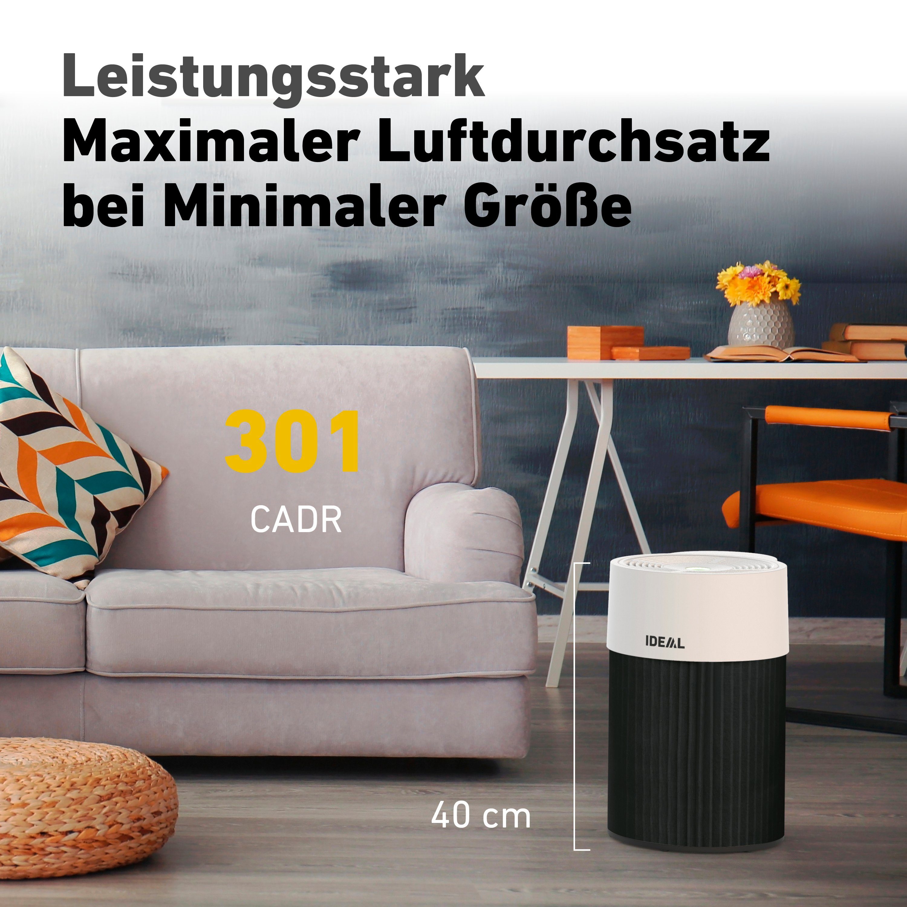 IDEAL Luftreiniger AP30 PRO, für 30 m² Räume, Made in Germany, HEPA-/Aktivkohlefilter, 99,99% Filterleistung