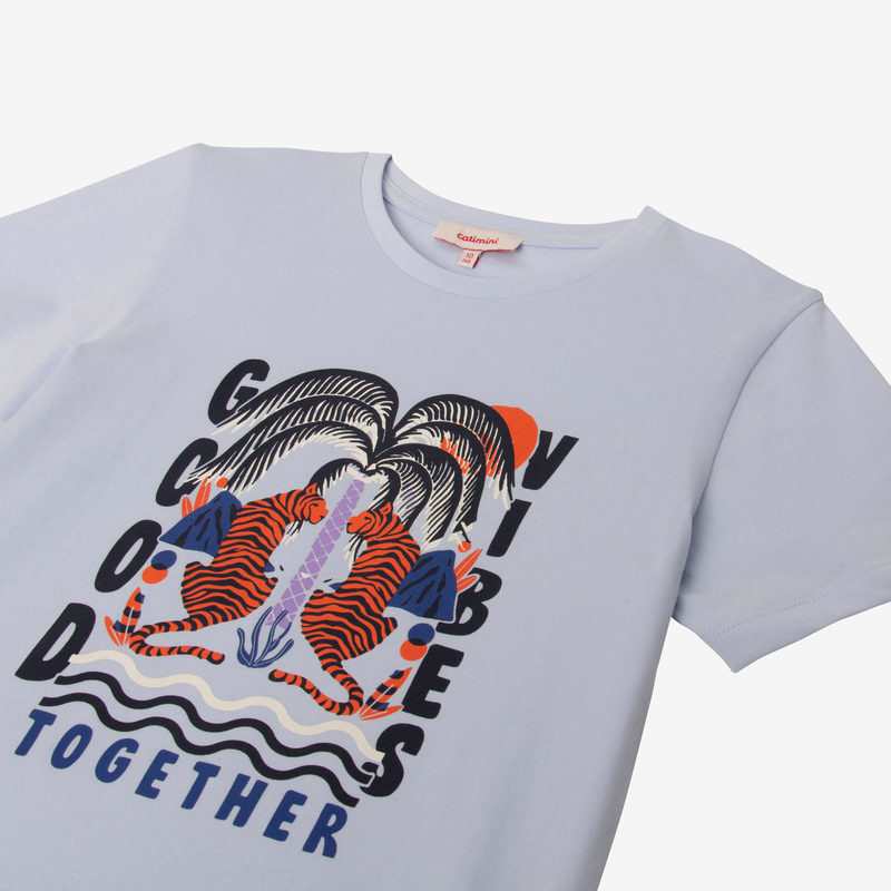 T-shirt garçon double tigre bleu Catimini