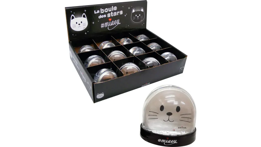 MIAOU Katze Schneekugel weiss weiss