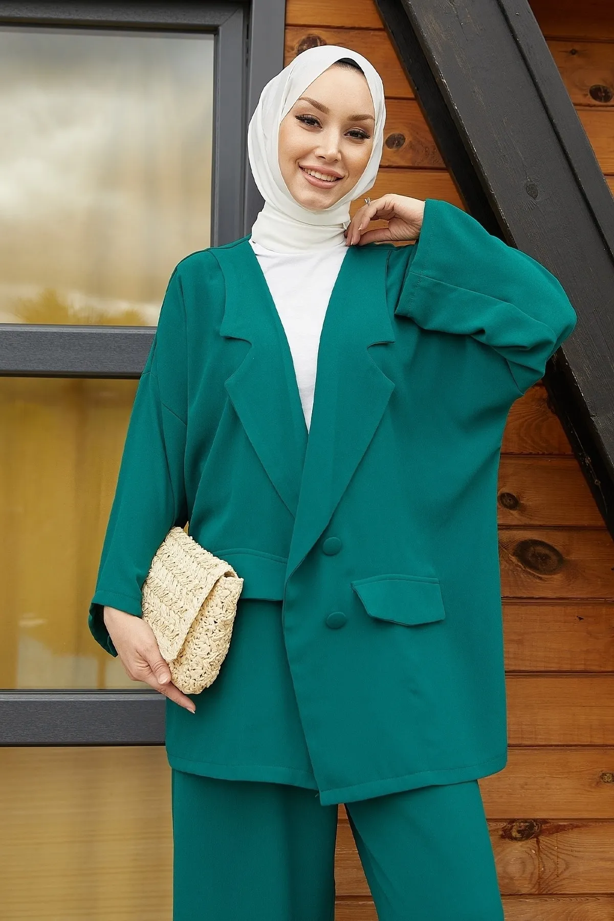 InStyle  Lika Oversize-Anzug mit Jacke – Smaragdgrün