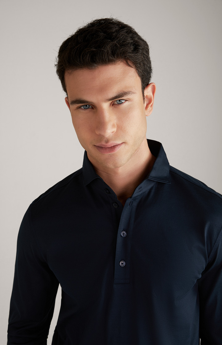 Langarm-Poloshirt Baldwin in Dunkelblau