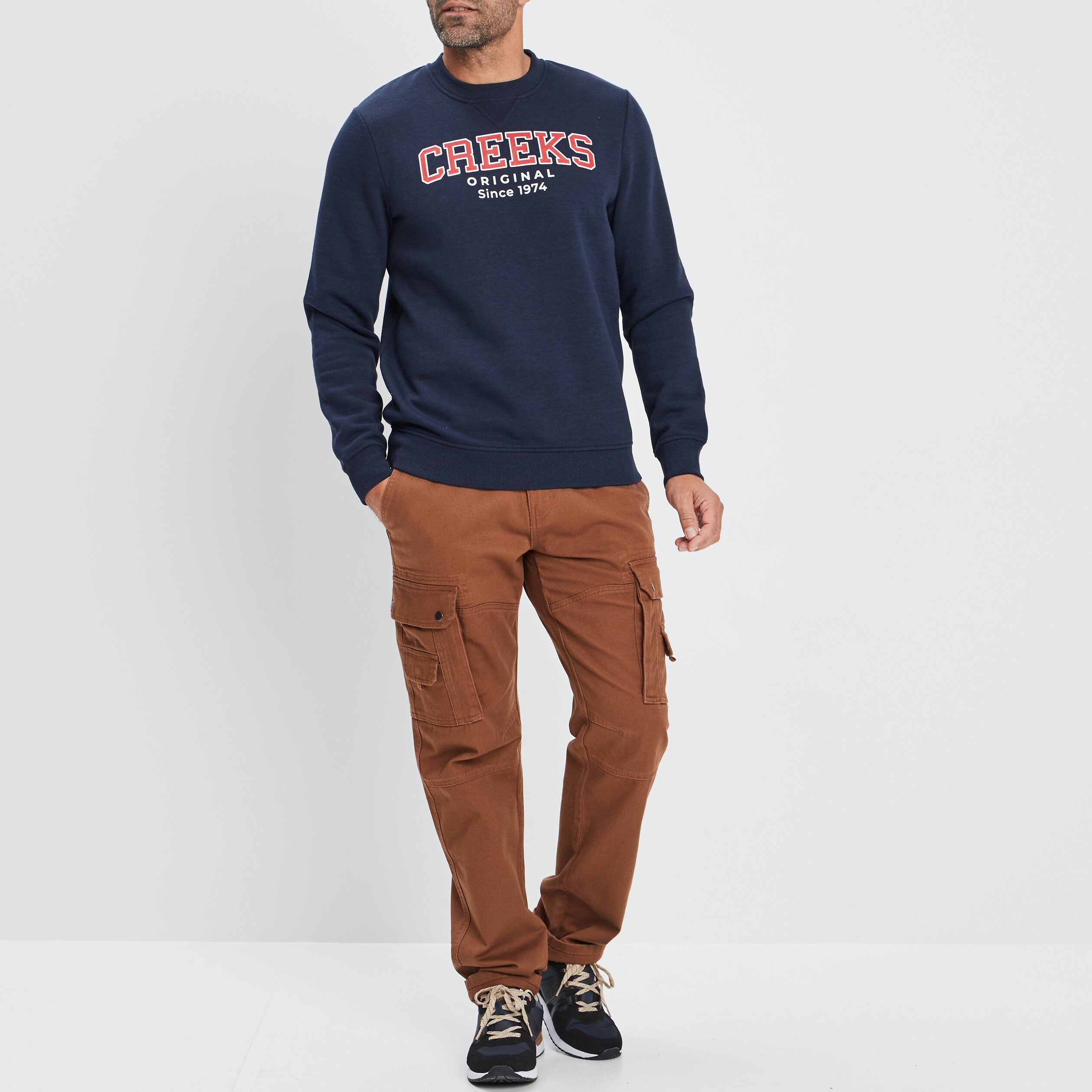 Sweat à col rond Creeks bleu marine homme | La Halle