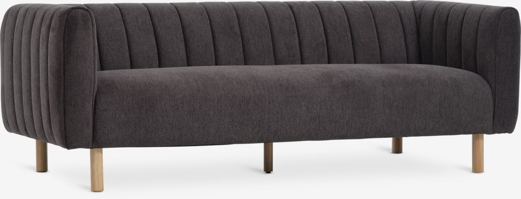 MAGLEBY 3-seters sofa, mørkebrunt stoff/eikfarge