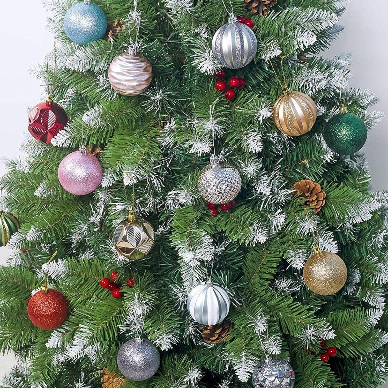 zggzerg Weihnachtsbaumkugel 12 Stück Christbaumkugeln, Weihnachtskugeln Dekoration Weihnachtsbaum, mit Dekor