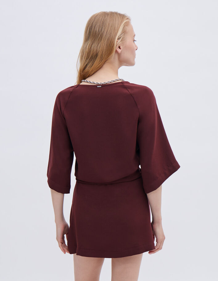 Robe grenat avec décor pressions Femme