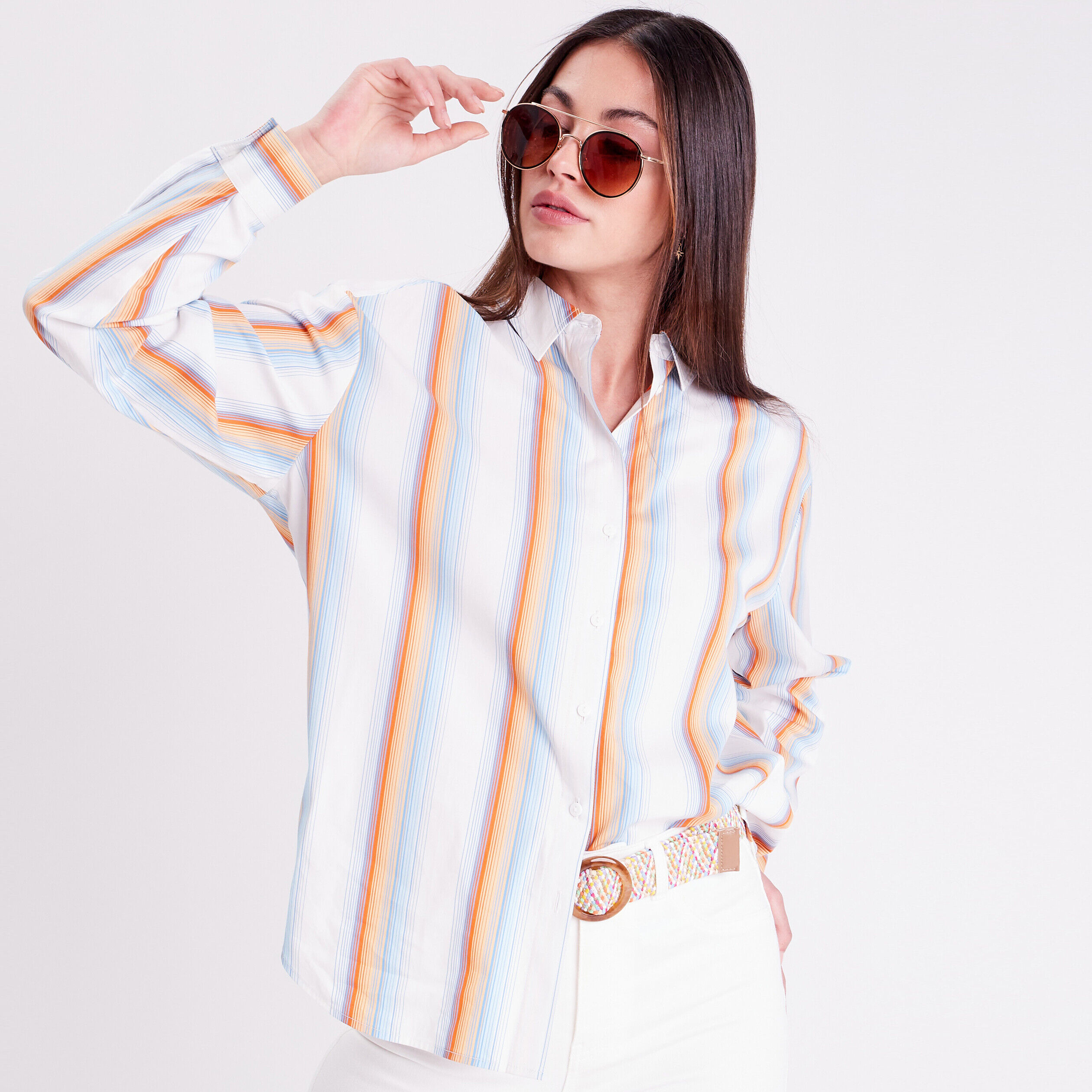 Chemise manches longues blanc femme | Cache Cache