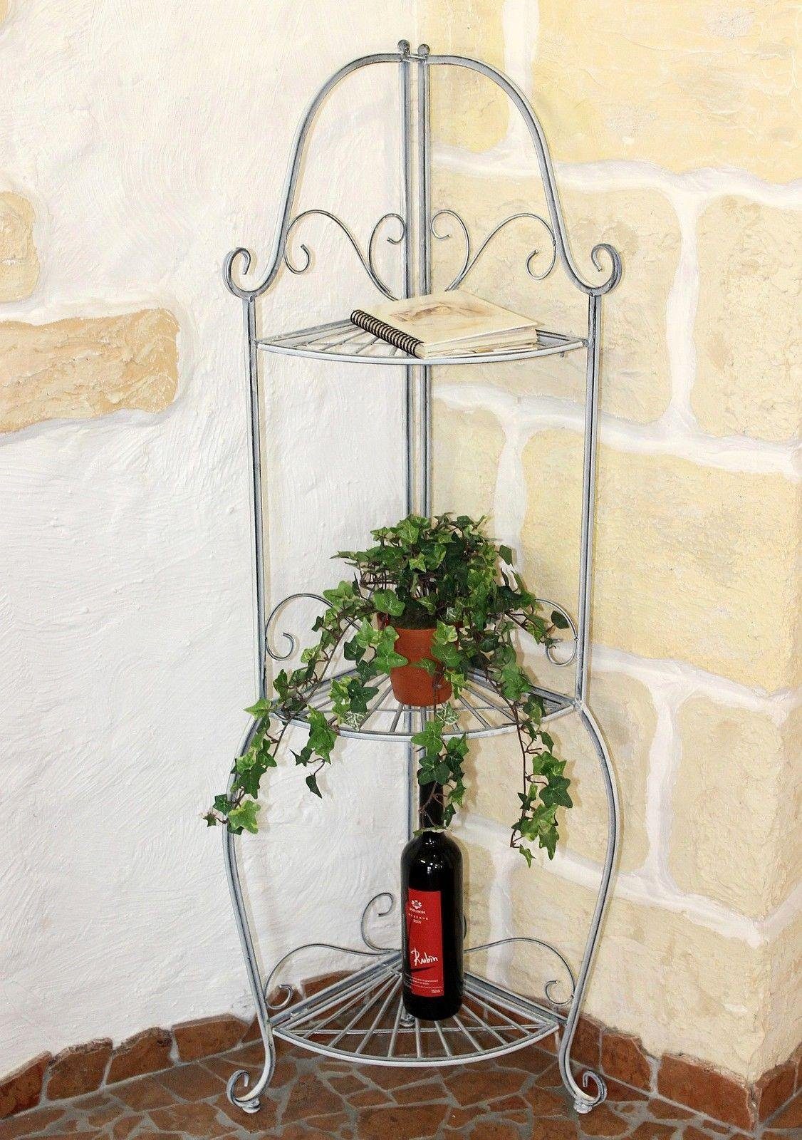 DanDiBo Eckregal Eckregal Romance 20113 Regal aus Metall 125 cm Badregal Antik Grau Küchenregal