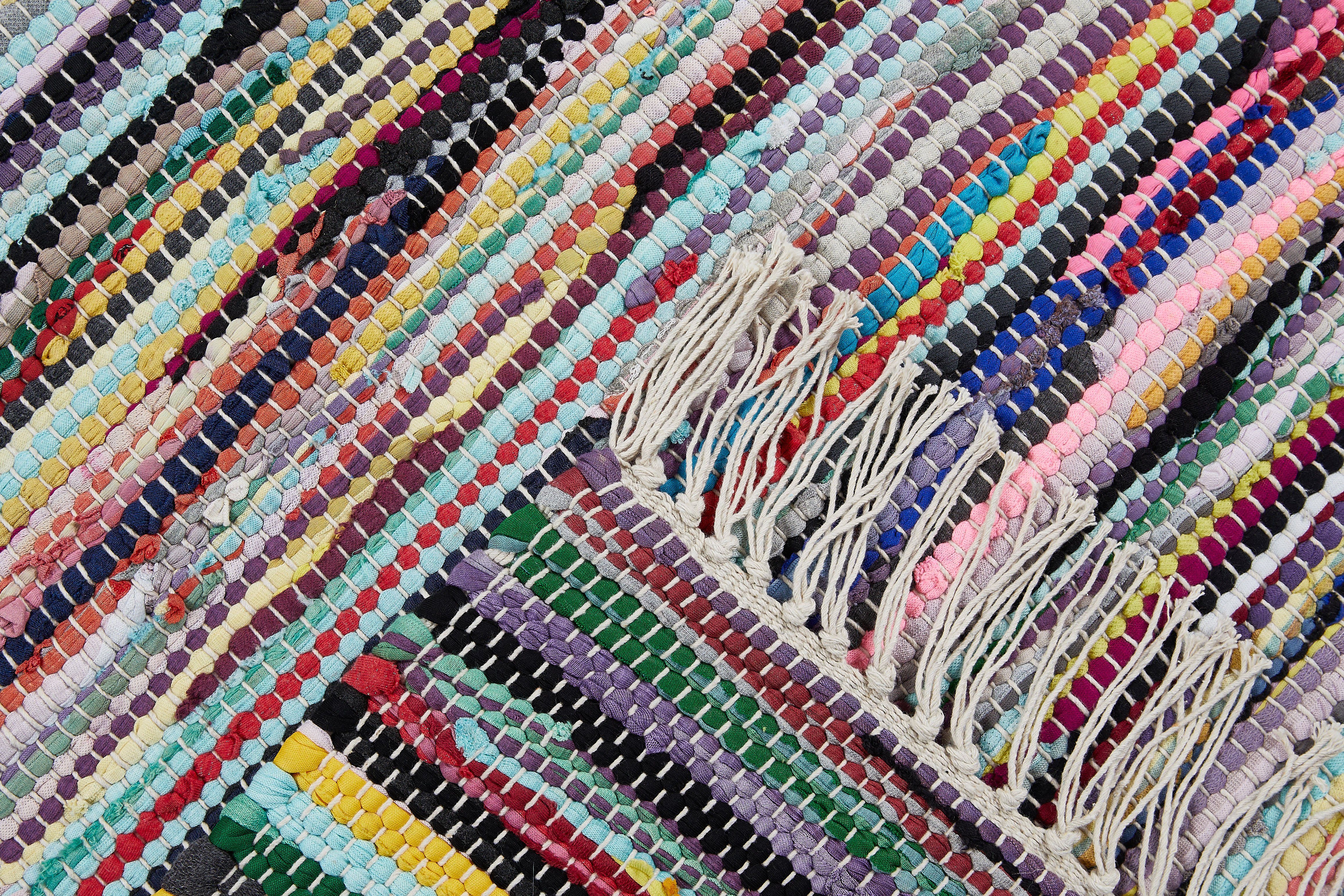 Teppich Multi, Andiamo, rechteckig, Höhe: 10 mm, Flachgewebe, Fleckerl, reine Baumwolle, handgewebt, mit Fransen