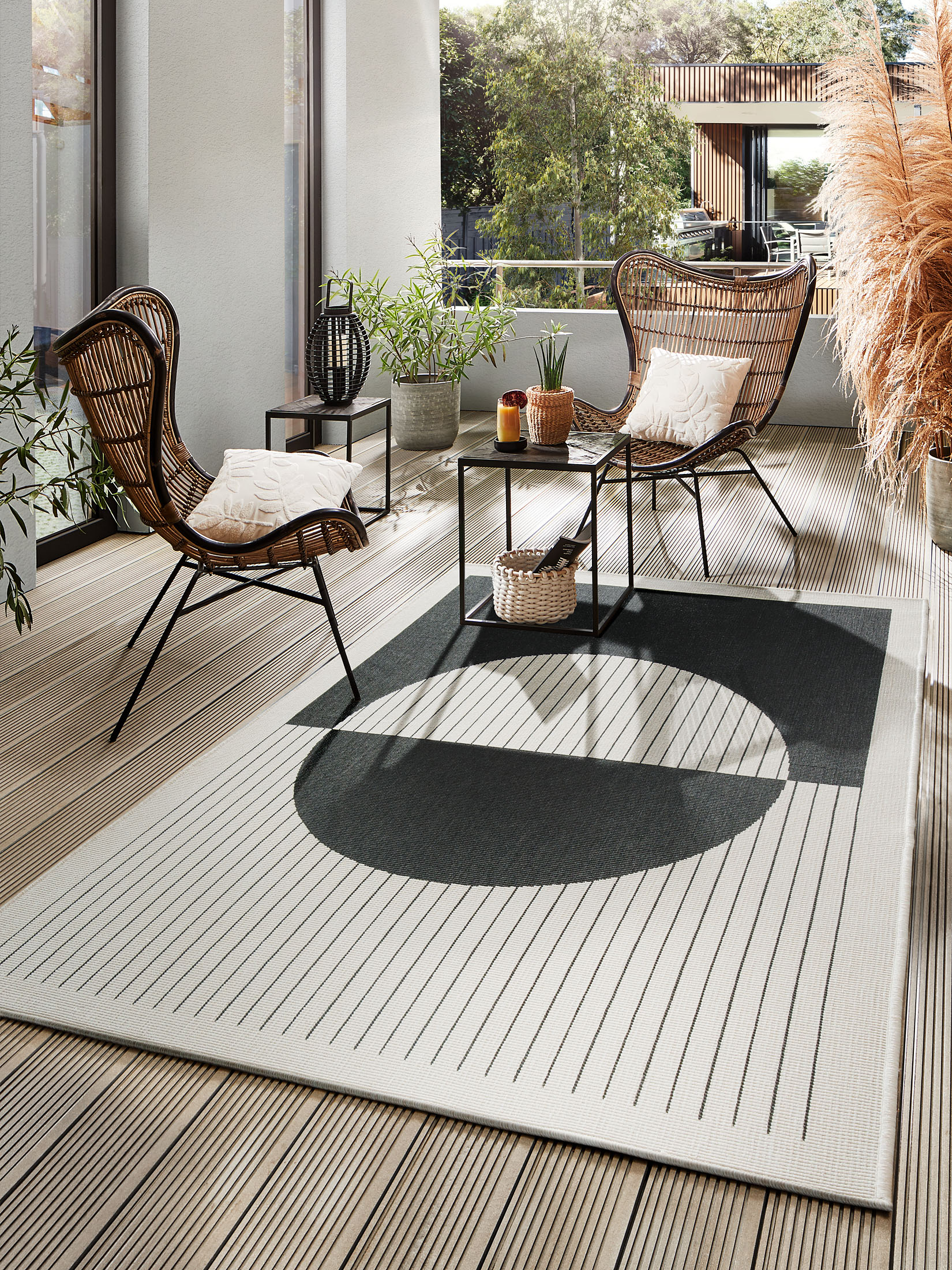 Vestero Outdoor-Teppich, Schwarz/Weiss