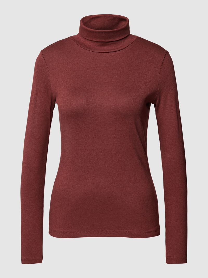 Rollkragenpullover in unifarbenem Design in mittelbraun