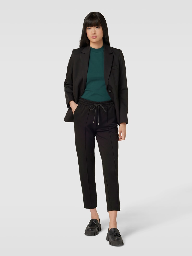 Stoffhose mit Ziernähten in schwarz
