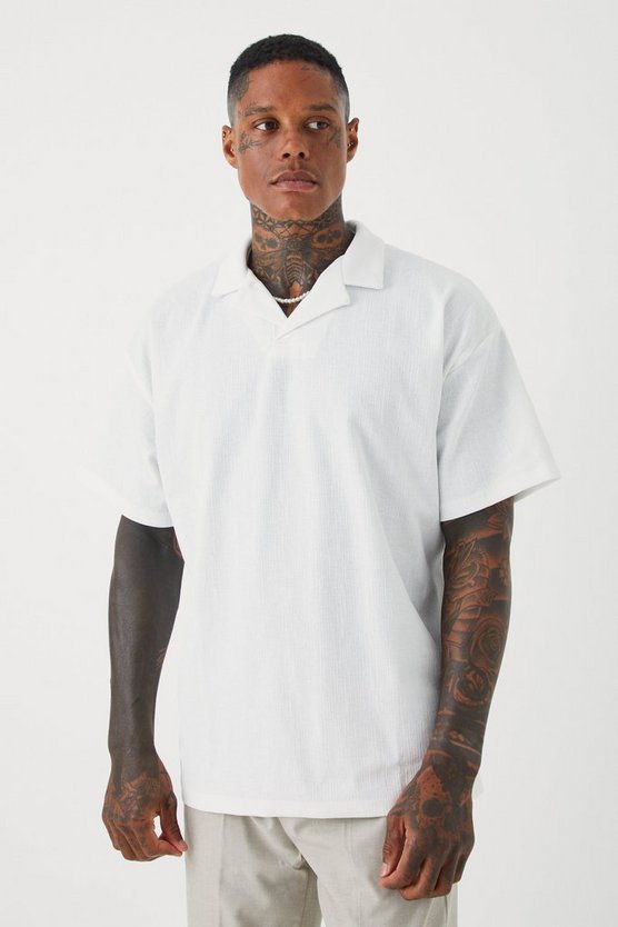Strukturiertes Oversize Poloshirt