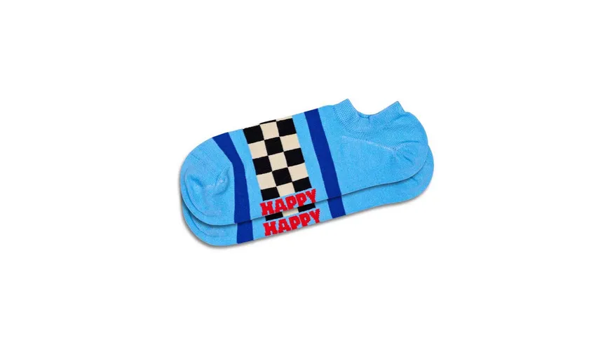 Happy Socks Herren Füßlinge Checked Stripe Light Blue