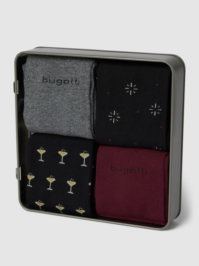 Socken mit elastischem Rippenbündchen im 4er-Pack in schwarz